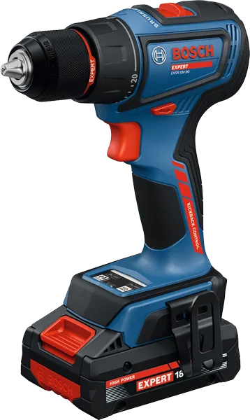 Bosch EXSR18V-90 akku-boremaskine/skruemaskine med 4Ah batteri.